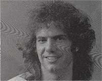 Pat Metheny, black and white photo with effects, from Guitarist Magazine, May 1985.
